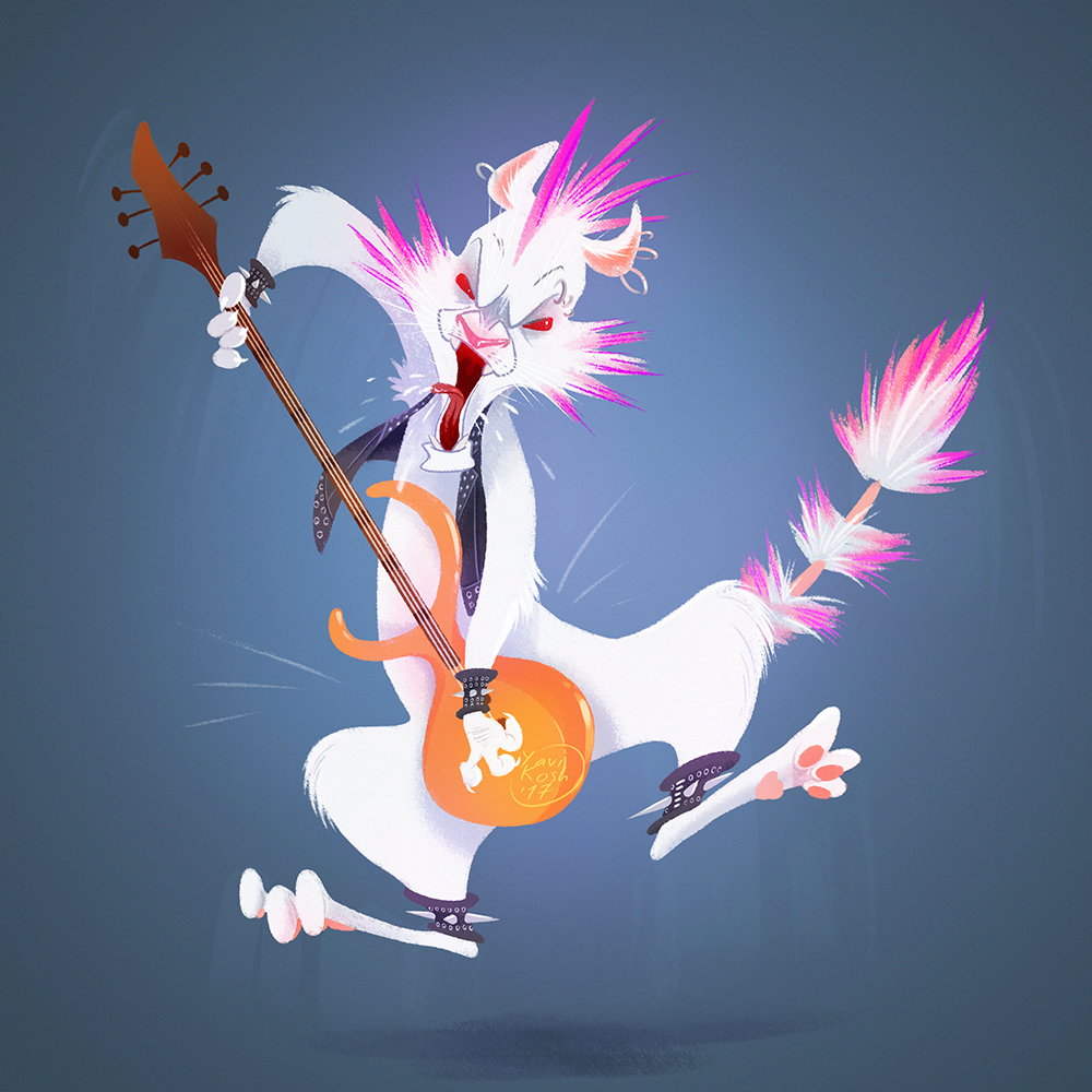 punk cat with guitar