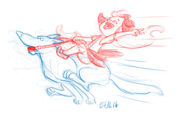 Little Red Riding Hood on a Gray Wolf